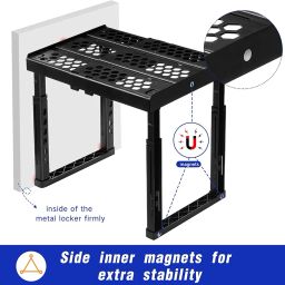 Piffny Locker Organizer Shelf， Adjustable Width and Height, Ideal Locker for School, Office, and Gym Lockers… (White) image 4