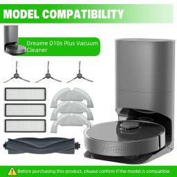 HASTHIP® Compatible with Dreame D10s Plus 10Pcs Accessories for Dreame D10s Plus Vacuum Cleaner, with 1 Main Brush, 3 Side Brushes, 3 Mops, 3 Filters, Replacment Accessories Parts for D10s Plus image 2
