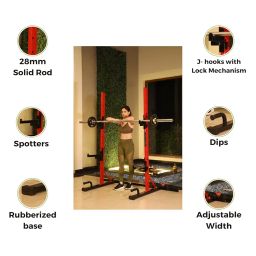 Gamma Fitness Adjustable Power Squat Rack PR-77 | With Adjusting Width Feature & Compatible Size | For Commercial or Home Gym Purpose image 1