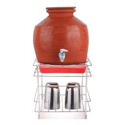 Stainless Steel Stand Heavy Duty Matka Stand with Bottom Tray | Rust-Resistant, Durable & Space-Saving Design Pot Stand with Round Surface Stand Water Dispenser Stand Multipurpose Rack for Kitchen. image 4