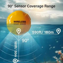 ESANHAO Fish Finder Portable Wireless Depth Finder for Boats Kayaks with Color LED Display Black/White Model Wireless Operating 100m (Sonar & Radio 2 airwave) image 2