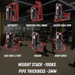 LET'S PLAY Commercial Gym Setup - LAT Pull Down, Seated Rowing, Leg Curl, Leg Extension, Pec Deck Fly, Arm Curl Machines (6 Machines) image 1