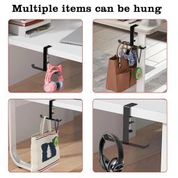 HASTHIP® Under Desk Hook Organizer, No Drill Bag Hanger Under Desk Headset Hanging Hook Organizer, Dual-end Hanger Design, Universal Fit Hanging Hook for Desk, Table, Shelf image 5