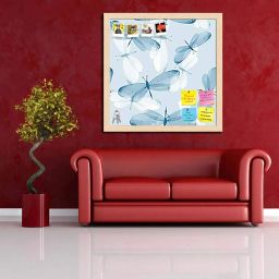 ArtzFolio Butterflies D2 | Bulletin Board Notice Pin Board | Vision Soft Board Combo with Thumb Push Pins & Sticky Notes | Natural Brown Frame | 12 x 12 inch (30 x 30 cms) image 4