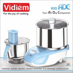 Vidiem IRIS ADC Wet Grinder & Food Processor | 2L Wet Grinder with Atta Kneader, Slicer, Citrus Juicer & Coconut Scraper | 5 Years Warranty | White & Blue image 1