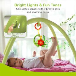 R for Rabbit Orapple Dino Tune Musical Hanging Toy for Baby with 4 Built-in Tunes, Press & Play Mode, Attachable to Stroller, Cradle & Play Gym | Motor Skill Development 3+ Months Kids (Green Red) image 4