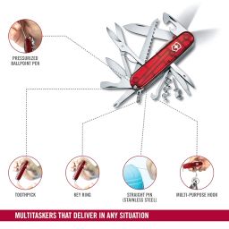Victorinox Swiss Army Knife - Huntsman lite - 21 Functions, Multi-utility tool with LED- Red, 91 mm image 4