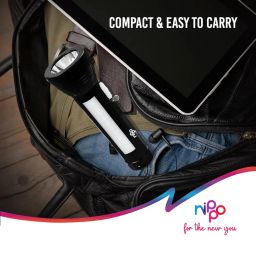 Nippo Nova Rechargeable LED Torch with Side Light | Lithium ion Battery with 2hrs Back |C Type Micro USB| Black image 1