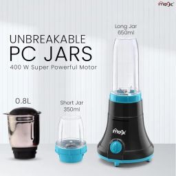Magic Nutri Blender Bullet Mixer Grinder Juicer 400 Watts| Multi-Functional 3 Jars With 2 Blades| Full Copper Motor | Nutri Blender For Smoothies Coffee Soup (1 Year Warranty) image 4