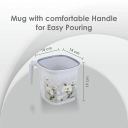 Nayasa Marble Bathroom Set | Set of 3 (25 Litre Bucket + 1500 ML Mug + 508 Stool) of Plastic Bathroom Set | Ideal for Home & Office | Large | Grey image 2
