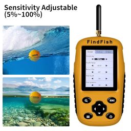 ESANHAO Fish Finder Portable Wireless Depth Finder for Boats Kayaks with Color LED Display Black/White Model Wireless Operating 100m (Sonar & Radio 2 airwave) image 4