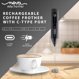 Nova Milk Frother Rechargable Coffee Frother Milk & Beater for Cold Latte 2In1 Handheld Blender and Egg Whisker | 1 Year Warranty Free Frothy Recipe E-Book (Whisker) image 4