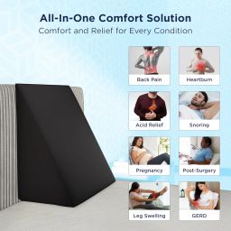 The Sleep Company Wedge Cushion | Bed Rest Wedge Cushion | Back Support for Sitting/Working | Patented SmartGRID Incline Triangle Pillow for Sleeping,Acid Reflux Relief, Pregnancy | Black image 4
