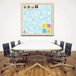 ArtzFolio Romantic Doodle | Bulletin Board Notice Pin Board | Vision Soft Board Combo with Thumb Push Pins & Sticky Notes | Natural Brown Frame | 12 x 12 inch (30 x 30 cms) image 4