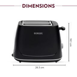 Borosil Krispy Pop-up Toaster, Black, 2-Slice Toaster, 7 Browning Settings, Removable Crumb Tray, 750 W image 2