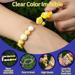 INSTITCH 0.7mm Braclet Elastic, Strechy Cord Wire, Beading Wire, Crystal Tec Beading- Pack of 4 Roll- 10 Meter Roll (Clear) image 5