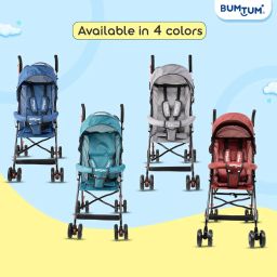 BUMTUM Baby Slim Trim Stroller/Pram for 6 to 36 Months, Reclining backrest, Reversible Handlebar for Babies, Toddler & Kids(Grey) image 4