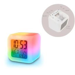 ShopCentre Plastic Changing Multicolour Clock | Digital Led Alarm Clock For Table Home Desk Night Table | With Temperature/Day/Month/Date/Time/Alarm (Digital 1) image 2