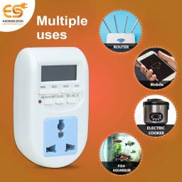 Electronic Spices 220V-240V 10A Digital LCD Timer Socket Switch Multifunctional Plug (Pack of 1) image 2