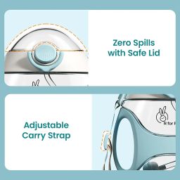 R for Rabbit Tritan Bumble 330ml Baby Sipper Bottle with Adjustable Carry Strap for Kids | Twin Handle with Silicon Straw | Leak Proof Drinking Sippy Cup for 12+ Months Babies (Blue) image 3