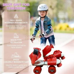 whizzymart Latest Designed Roller Skates with Front Break for Kids Age Group 4-12 Years Adjustable Inline Skating Shoe (RED & White) image 5