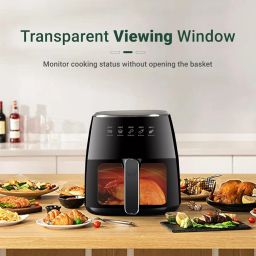 INALSA Air Fryer for Home|5.5 liter Capacity|Visible Window & Internal Light|1600 W with Smart AirCrisp Technology|6-In-1 Appliance With 8 Preset Menu & Digital Display (Tasty fry DW5.5)Black image 2