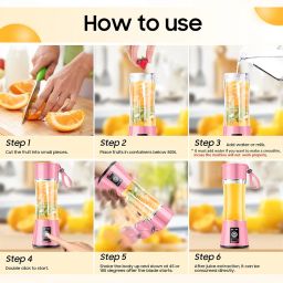Portable Blender for Smoothies & Shakes - Cordless Personal Size Blender with 6 Blades, 380Ml Juice Cup, Lightweight & Rechargeable, Freshly Squeezed image 5