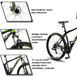 Vaux Battle 518 Gear Cycle for Men 26T with 17" Alloy Frame, MTB Cycle with 21 Speed Gears & Front Lockout Suspension, Suitable for Age Group 12+ Years (Green) image 3