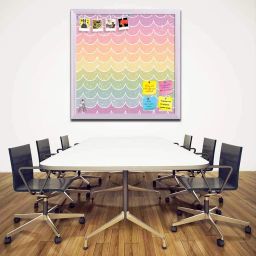 ArtzFolio Wavey | Bulletin Board Notice Pin Board | Vision Soft Board Combo with Thumb Push Pins & Sticky Notes | White Frame | 12 x 12 inch (30 x 30 cms) image 3