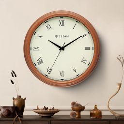 Titan Plastic Classic Brown Analog Wall Clock with Silent Sweep Technology - 32.5 Cm X 32.5 Cm (Medium) image 1