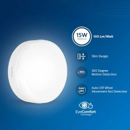 PHILIPS Full Glow Motion Sensor 15-watt Round LED Surface Downlighter | Full Glow Sensor Surface Downlight for Ceiling | LED Sensor Ceiling Light for Home & Hall | Cool Day Light,Pack of 1 image 1