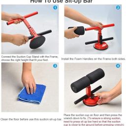 JUDEE Sit-Up Bar with Foam Handle and Rubber Suction Seat Up Fitness Equipment Sit-ups and Push-ups Assistant Device for Weight Lose Gym Workout Abdominal Curl Exercise Work Out Trainer (Pack of 1) image 3