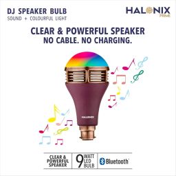 HALONIX Prime DJ Speaker 9W Base-B22 Millions Color Smart Bluetooth led Bulb Pack of 1 (Clear & Powerful Bluetooth Speaker with Colorful Light) image 2