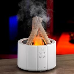 Inditradition Bonfire Shape Aromatherapy Humidifier Diffuser for Home (with Multi-Colour LED, 8 Inches Long, 250ml Tank) - White image 2