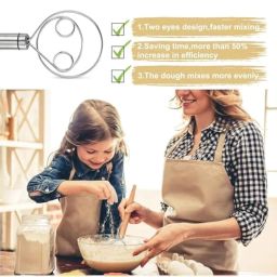 Atta Kneader Dough Maker Stainless Steel Food Processor Tools with Hanging Hole Durable Blender Beater Flour Mixer for Egg,Pastry etc. Time Saving Mixing Stick for Home Kitchen Baking Accessories image 3