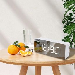 Digital LED Mirror Alarm Clock – Stylish Desk Clock with Automatic Sensor, Loud Alarm Clock for Heavy Sleepers, Time & Date Display for Home, Office, Bedroom, Kitchen, and Study image 1