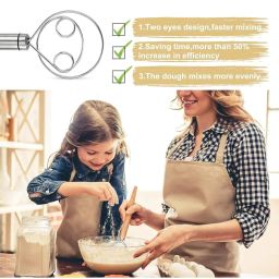 Atta Kneader Dough Maker Stainless Steel Food Processor Tools with Hanging Hole Durable Blender Beater Flour Mixer for Egg,Pastry etc. Time Saving Mixing Stick for Home Kitchen Baking Accessories image 3
