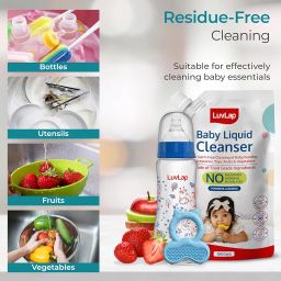 LuvLap Baby Liquid Cleanser Refill pack- 1000ml, For cleaning feeding bottle, cutlery, toys, fruits & vegetables, Kills 99.9% Germs, pH Balanced Dermatologically tested formula, No harsh chemicals image 4
