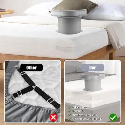 VALAJOGI 4pcs Bed Sheet Holders & Lock Clips, Adjustable Fitted Sheet Straps for Corners & Edges Secure Sheet Fasteners for Tight, Wrinkle-Free BeddingIdeal for Home, Hotels, Dorms (Grey) image 4