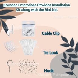 Khushee Enterprises UV Stabilized Bird Net/Anti Bird Net/Pigeon Net / 15 PLY with Attached Corner Ropes & Installation Kit/Size- (3 X 5 FT, White) image 2