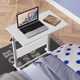 Torche ironwood Multipurpose Height Adjustable Movable Table for Computer & Laptop Table with Wheels (Small-Pearl White) image 5