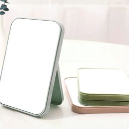 UniKart Desktop Makeup Mirror,Foldable Mirror Simple Portable Princess Mirror Square Mirror Small Mirror with Stand for Women - (Turquoise-Pack of 1, Framed,Square, Tabletop Mounting) image 2