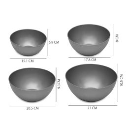 Jaypee Plus Virgin Plastic Mixing Bowl| Lightweight, Strong & Durable Bowls | Ideal for Serving, Storing & Stacking Set of 4 -(2800+2000+1200+800) ml (Grey) image 3