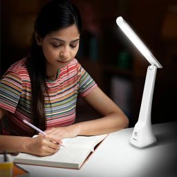 Wipro ABS 6W Rechargable Table lamp with 3 Grade dimming (TL2), USB-C Charging|LED Portable Desk lamp for Study|Easy Touch Control|Adjustable Light Head|Premium Texture Design|Pack of 1, White image 4