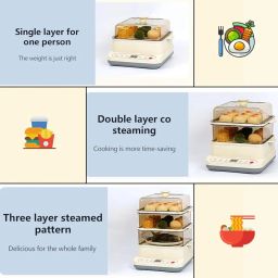 24L Electric Multifunctional Steamer Three Layer High Capcity with Appointment & Timer, Digital Steamer for Fast Simultaneous Cooking, 800W Heating, Auto Shutoff & Boil Dry Protection. image 4