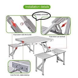 TUSIKO Picnic-Table-Heavy-Duty-Aluminium-Portable-Folding-Camp-Suitcase-Picnic-Table-And-4-Chairs-Set-With-Umbrella- (Sp-5, Multicolour) image 4