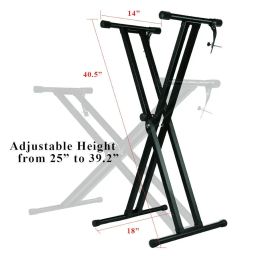 Corslet Piano Stand Keyboard Stand 61 Keys Heavy-Duty Double-X Adjustable Piano Keyboard Stand with Locking Straps 54 61 76 88 Key Electronic Piano Stand Universal Keyboard Instrument Accessories image 2