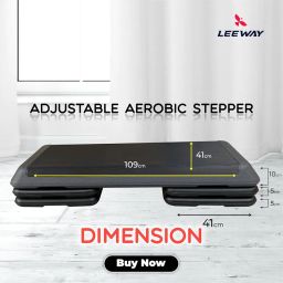 Leeway Aerobic Step Adjustable 43” Stepper Platform for Aerobic Exercises- 4”-6”-8” Adjustable Height, Step Platform Trainer, Multilevel Adjustable Aerobic Stepper, Step Platform (Stepper 109 X 41 X 20 CM - Black) image 1