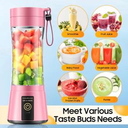 Cordless Portable Personal Size Blender - USB Rechargeable Blender for Smoothies and Shakes, 6 Blades with 380Ml BPA Free Juice Cup, Freshly Squeezed for Picnic/Sprots image 1