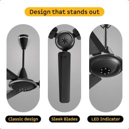 atomberg Efficio Alpha 1200mm BLDC Ceiling Fan with Remote Control | BEE 5 star Rated Energy Efficient Ceiling Fan | High Air Delivery with LED Indicators | 2 Year Warranty (Gloss Black) image 1